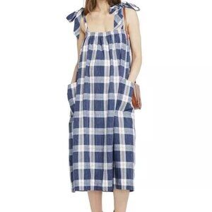 Maternity HATCH Collection The Alexia Dress in Blueberry Plaid size 1